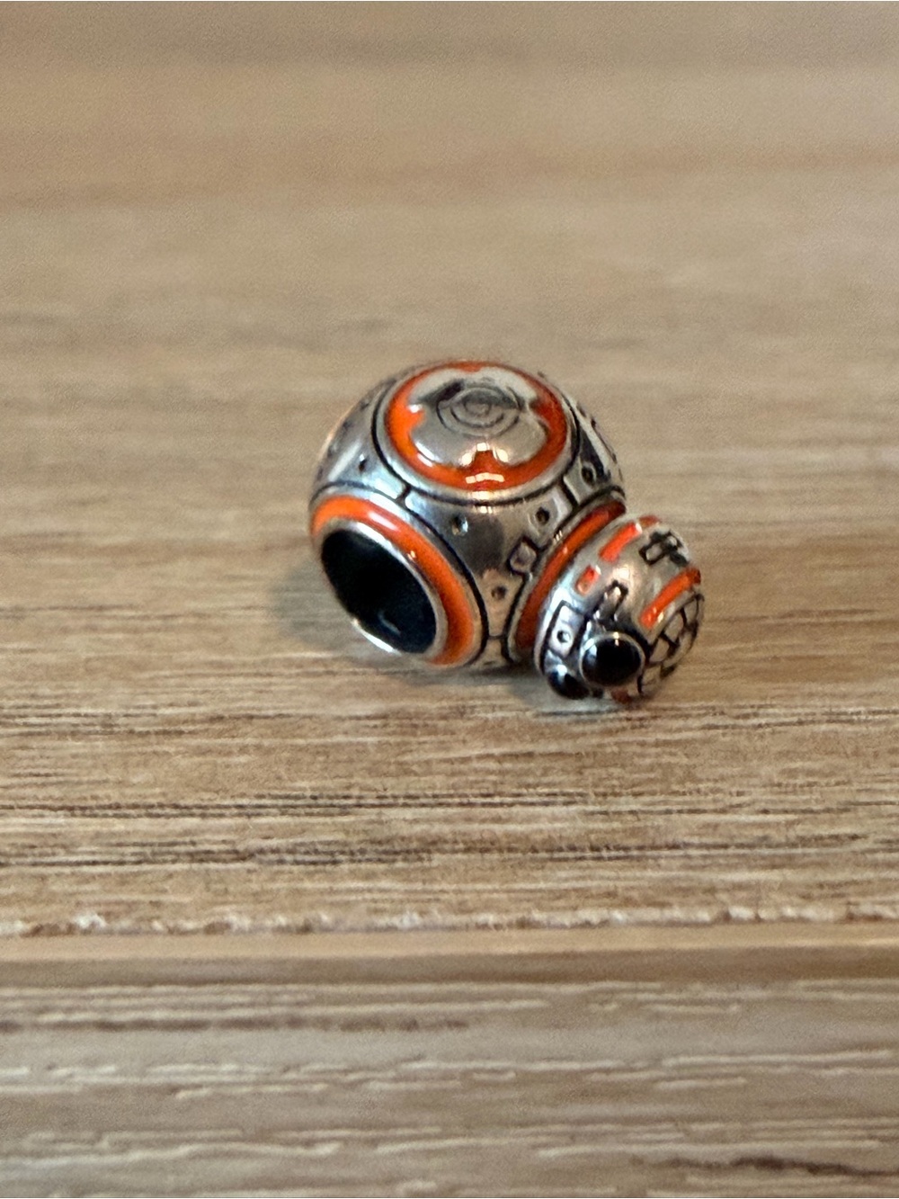 BB-8 Droid Charm Compatible with Pandora Bracelets Silver Tone Orange Enamel